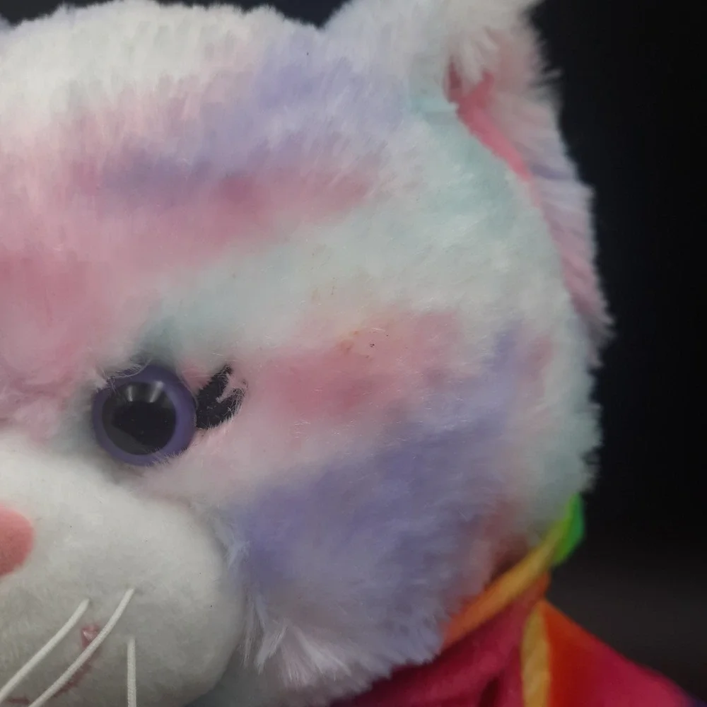Build A Bear‎ Tie Dye Rainbow Heart Plush Stuffed Animal Cat